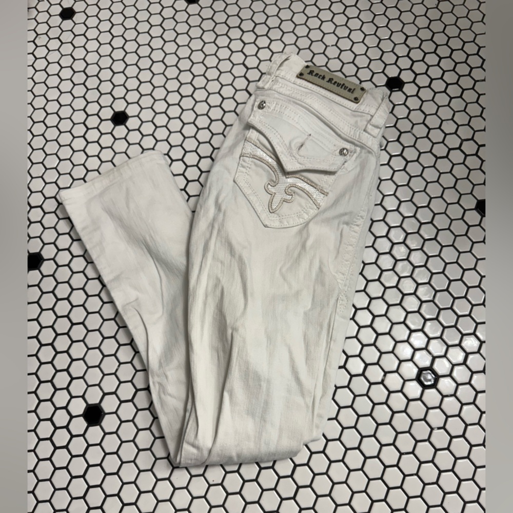 Rock Revival White Straight Leg Jeans